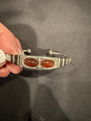 SIlver Carnelian Morrocan Berber Bracelet - Vintage/Antique Handmade