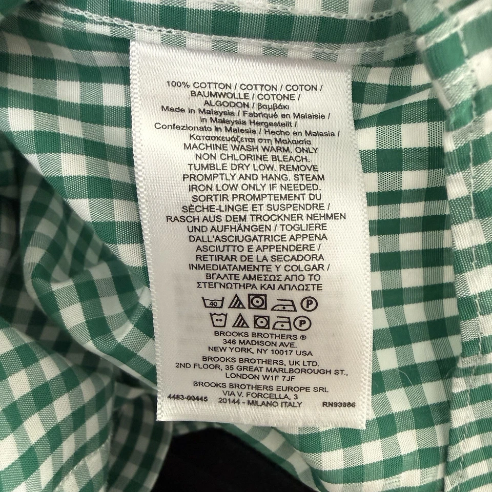 Camisa polar roja Brooks Brothers para niños talla XL verde guinga sin planchar 100 % algodón Foto 4 de 4