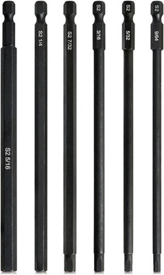 6'' Long 1/4 Inch Hex Head Allen Wrench Drill Bits Sae 9/64'' 5/32'' 3/16'' 7/32'' 1/