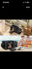 Side Expandable Extra Large Cat Carrier with Litter Box Area, 24"X17"X17" Soft-S