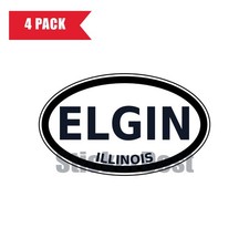 Illinois Elgin Oval Sticker 4 Pack 3x2 Inch