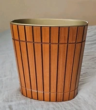 MCM Gruvwood VTG Oval Trash Can Genuine American Walnut Made In USA Worlds Fair