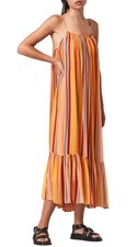 Allsaints Womens Paola Stripe Sleeveless Dress 4 Orange/Yellow - NWT $260