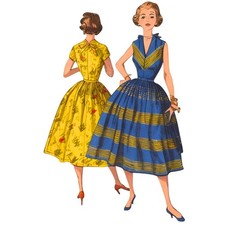 Vintage 1950's Couture Motif : Pretty Rockabilly Robe - Buste = 76.2cm (76.2cm)