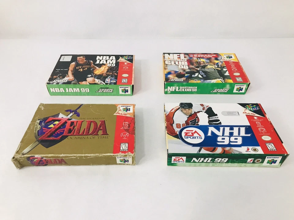 N64 NINTENDO 64 VIDE-GAME CARTRIDGES NBA JAM, NHL 99, NFL CLUB 98 & ZELDA BOX - Image 3 of 4