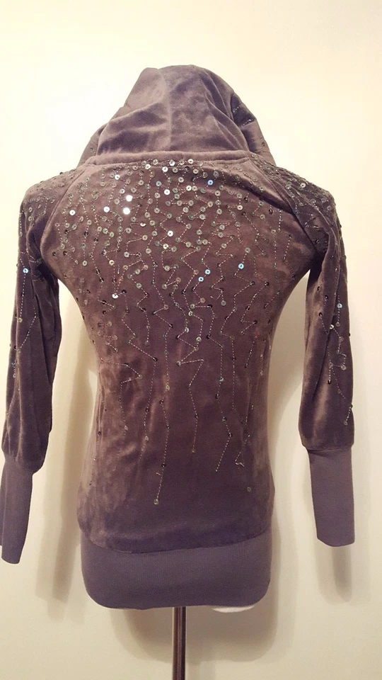 Sudadera con capucha Miss Me Girls marrón con lentejuelas talla L Foto 4 de 4