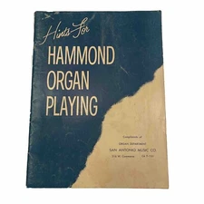 Hints for Hammond Organ Playing San Antonio Sheet Music Book 1954 CA 7-1331