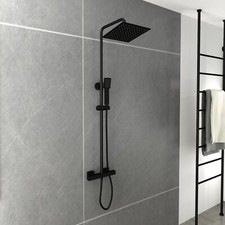 Thermostatic Shower Mixer Bathroom Square Exposed Twin Head Shower Set