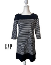 NWT GAP Women S Black & White Boat Neck Stripped Pullover Sheath Dress