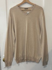 J. McLaughlin Men's Sandstone Tan Milton Cotton/Cashmere Blend Sweater, Size XL
