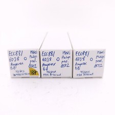 3 X ECC88 AMPEREX BUGLE BOY TUBE. 60er Jahre PROD. MATCHED TRIO. GEBRAUCHT. 1...