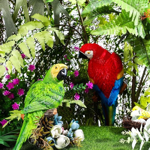 2 Pieces Parrot Decor Outdoor Tiki Bar Decorations Large Realistic Parrot... - Picture 5 of 7