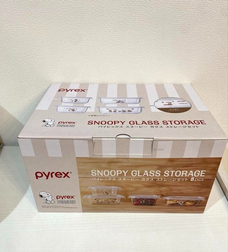 PYREX PEANUTS SNOOPY GLASS STORAGE Heat Resist 500ml × 2 630ml × 2 From Japan