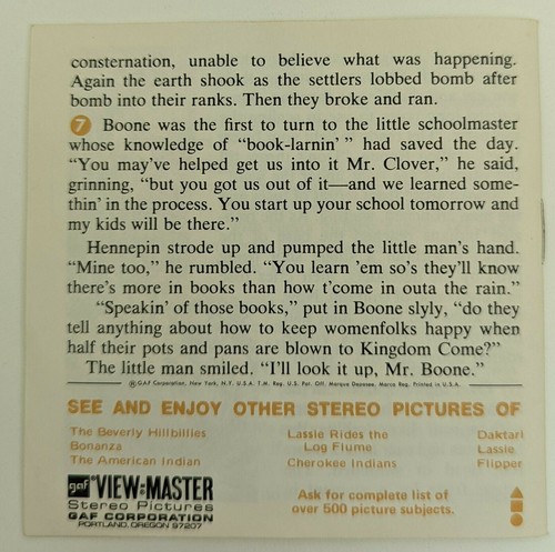 View Master GAF Daniel Boone TV Fess Parker Packet 3 Reels Booklet 1965 - Picture 4 of 5