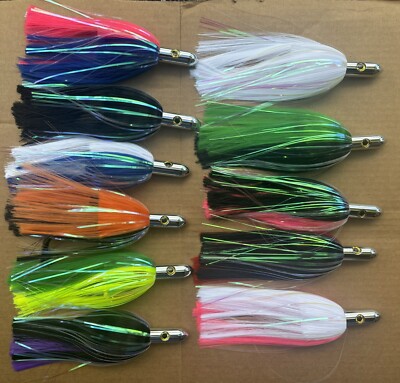 Large 9 Offshore Fishing Lures 10 Pack Islander Ilander Style Trolling  Skirts | eBay