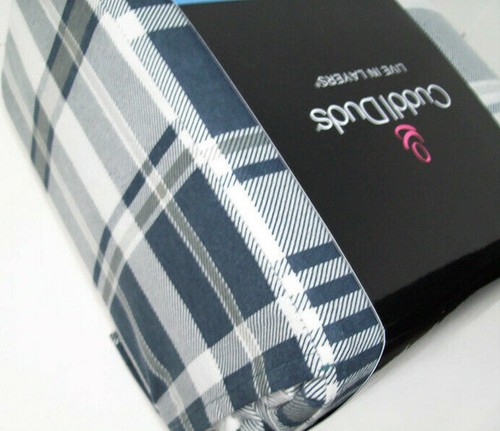 Cuddl Duds Dark Blue Gray Plaid HeavyWeight Flannel King Duvet Cover 2 Shams