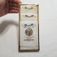 Vintage Permanent Press Men's Hand Loom Embroidery Tennis Racket Handkerchiefs
