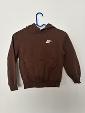 Nike Boy's Brown Logo Long Sleeve Pullover Hoodie Size SMALL