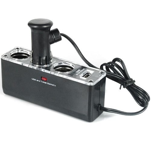 12v 3 Way Car Cigarette Lighter Power Socket Charger Adapter & USB Port Chargers