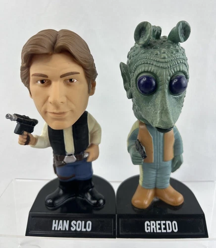 Lot 2 Funko WACKY WOBBLERS Star Wars HAN SOLO & GREEDO Bobbleheads
