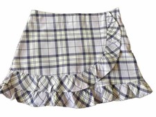 Janie and Jack Mini Skirt w/ruffle Girls Sz 5 lavender mint Plaid Preppy Frilly