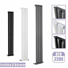 Image of UK Flat Panel Oval Column H&V Radiator With FREE Anthracite Manual Valves