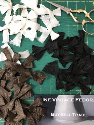 Small Fedora Hat Sweatband Bows Black, Brown Or White (12) Per