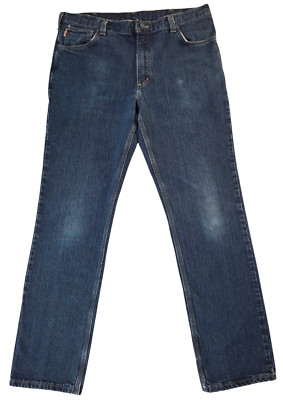 Carhartt FR Cat 2 Jeans Mens 38x34 (Fits 38x32) Blue Denim Work Pants 101814-972