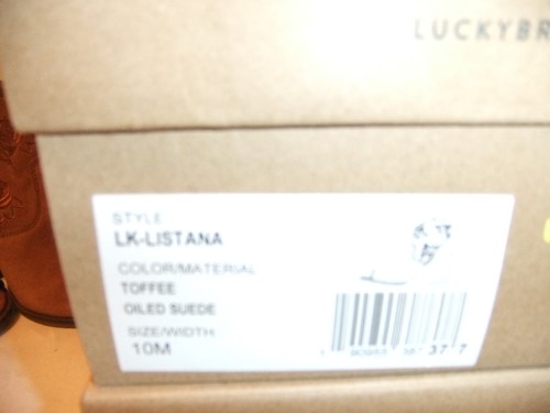 LUCKY BRAND Listana Brown Rust Suede Leather Peep Toe Bootie Size 10 NIB $119 - Picture 7 of 7