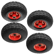 4 Pack 10 Inch Tubless Solid Rubber Foam Filled Tire with Hub
