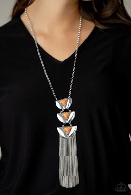 Paparazzi Gallery Expo Orange Necklace with Matching Earrings. New With Tags