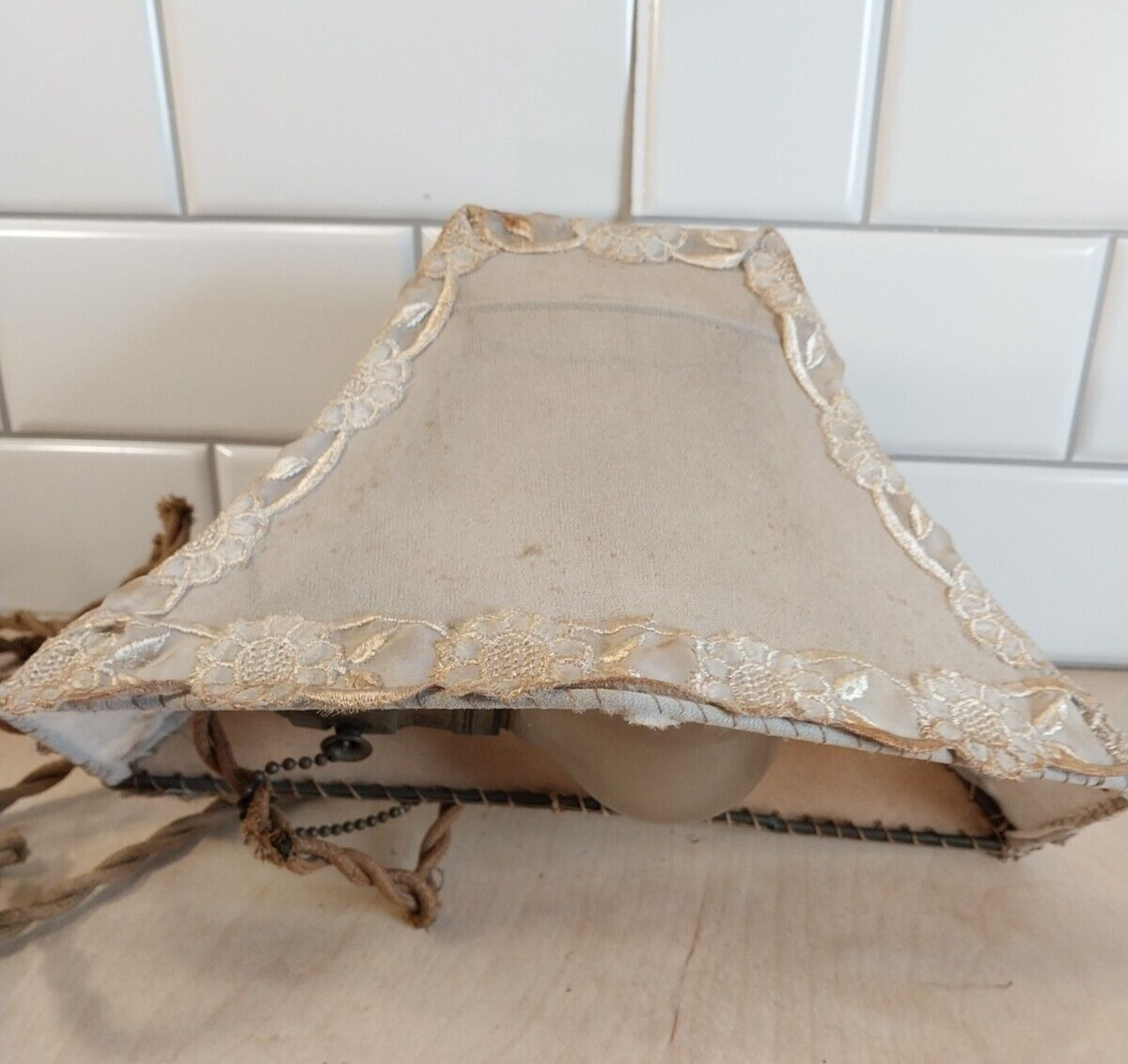 Draped Headboard Light Lamp ~ Antique ~ Style Victorian ~ For refurbish-image