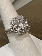 Women Silver Rhodium Plated Square CZ Vintage Style Cocktail Ring 7