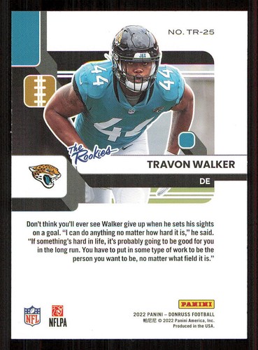 2022 Donruss The Rookies #25 Travon Walker - Picture 2 of 2