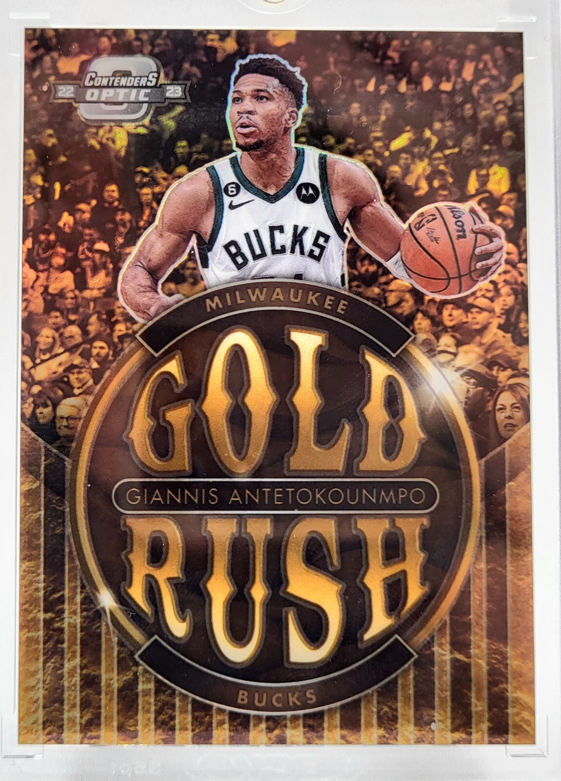 2022-23 Panini Contenders Optic Gold Rush Giannis Antetokounmpo Prizm SSP #3