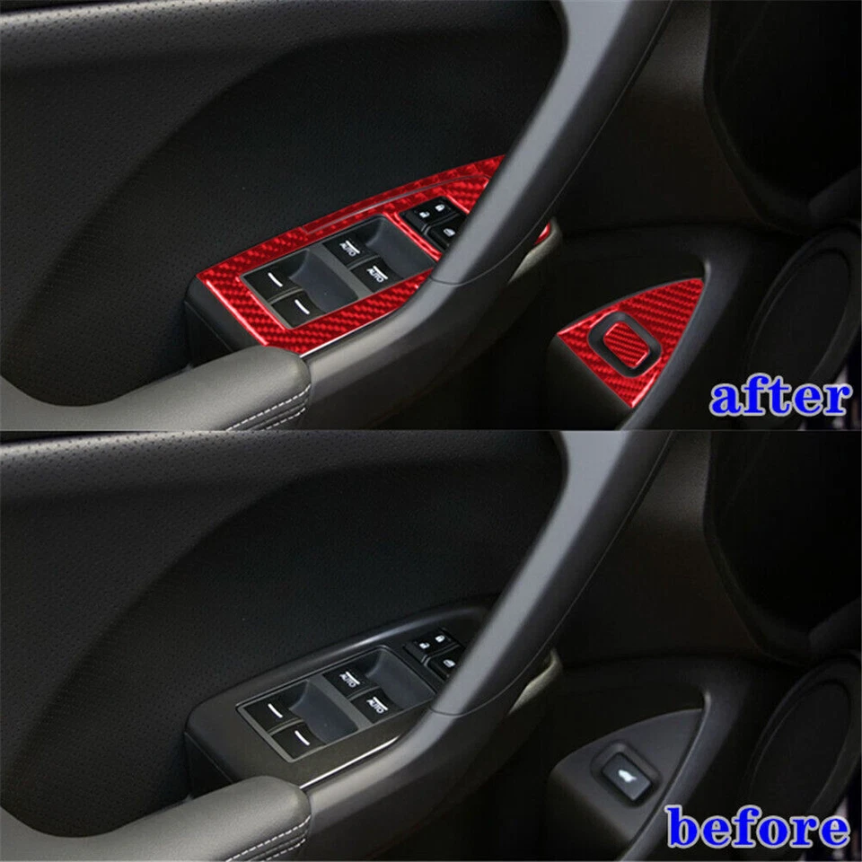 Cubierta de control de puerta interior de fibra de carbono roja para Acura TSX 2009-2014 13 piezas Foto 3 de 4