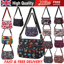 LADIES GIRLS CRINKLE NYLON CROSSBODY BAG - LIGHTWEIGHT SHOULDER & MESSENGER BAG