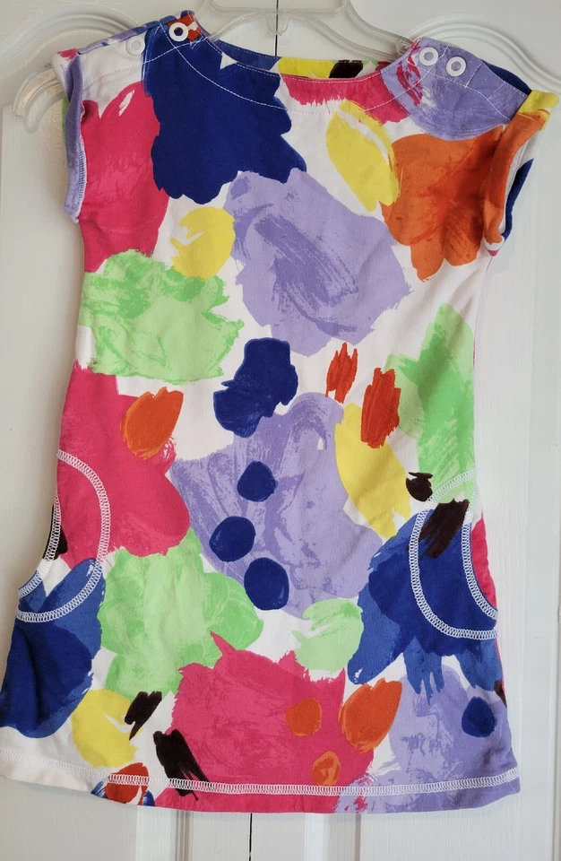  CRAZY 8 Dress Pink Floral Watercolor Small 5/6 Girls Snaps Pockets Multi Color  - Image 4 of 4