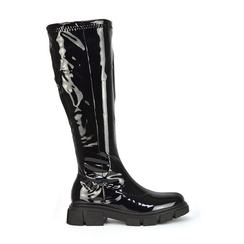 Botas de motociclista para mujer damas hasta la rodilla elásticas con agarre en pantorrilla suela informal patente 3-8 - Imagen 14 de 28