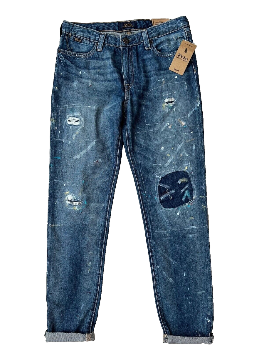 Polo Ralph Lauren Girls The Astor Slim Boyfriend Paint Splatter Jeans 12