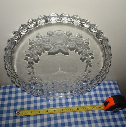 Original Walther Glas Desiree Crystal Serving Plate Frosted Flowers West Germany - Picture 6 of 7