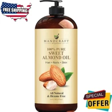 Premium Organic Almond Oil 100% Pure and Hexane-Free Cold-Pressed Beauty 16 fl.