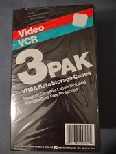VHS Beta Storage Cases 3 Pak Video VCR Labels Sealed New