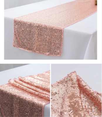 Rose Gold Sequin Chair Bands Rose Gold Table Runners