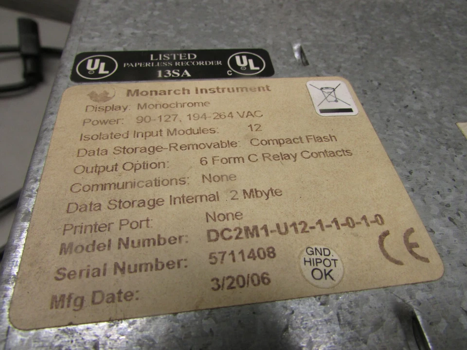 Monarch Instrument DC2M1-U12-1-1-0-1-0 Chart Recorder - Image 3 of 4