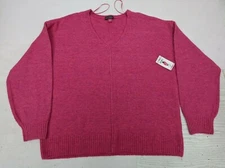 New Vince Camuto Women's S V-Neck Sweater Long Sleeve Pullover Paradox Pink AM8