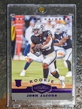 2019 PLATES & PATCHES JOSH JACOBS ROOKIE CARD RC 06/35 ~ PURPLE ~ #169. rookie card picture