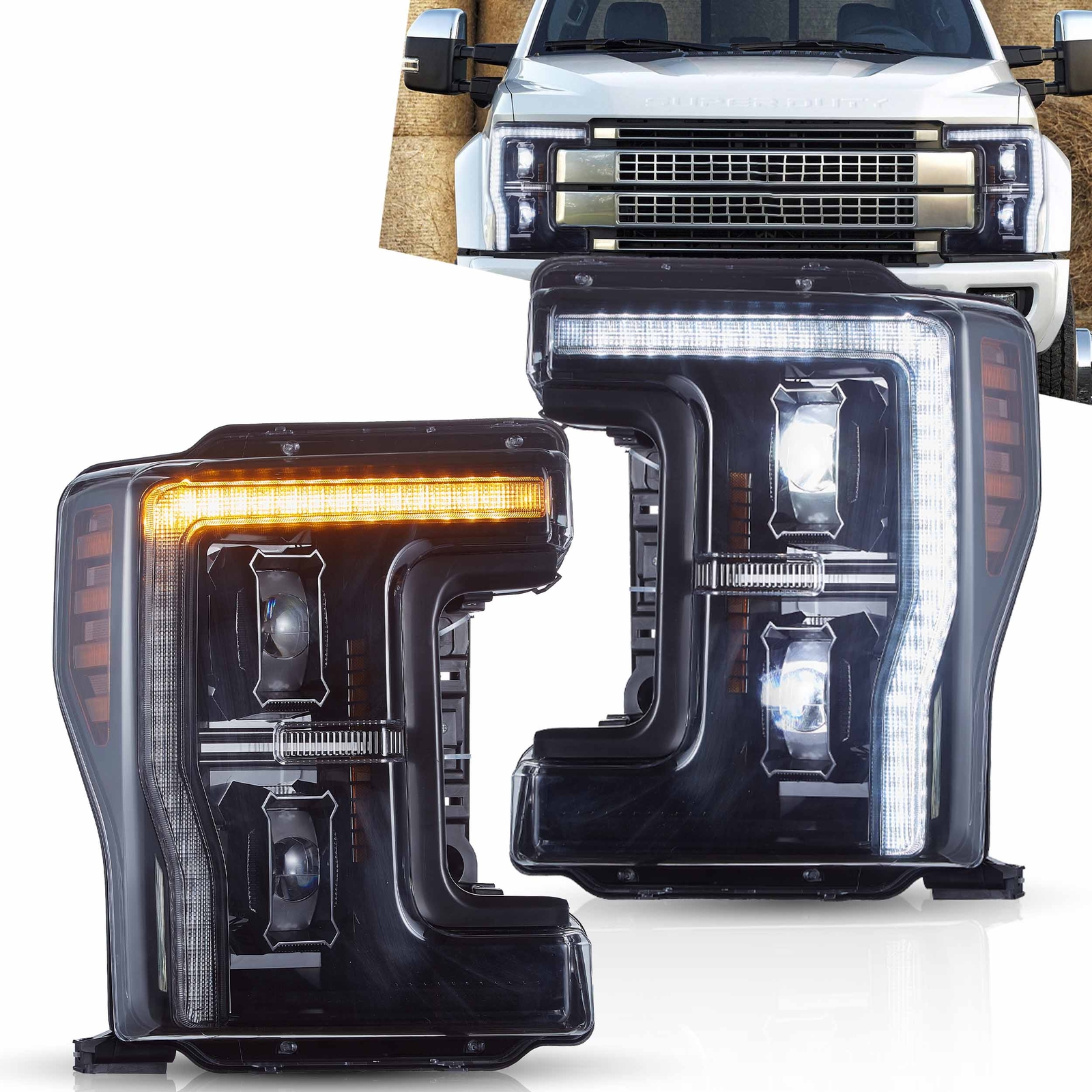 VLANDLEDHeadlightsFor2017-2019FordF250F350F450F550SuperDutyAnimation