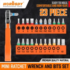 23PC Mini Ratchet Wrench Screwdriver Hex Torx Bit Quick Change Offset Reversible