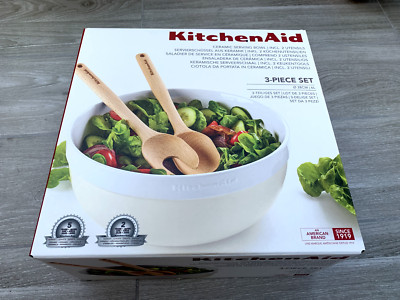 Neue KitchenAid robuste Keramik Servierschüssel mit Utensilien 6L (28cm Durchmesser)